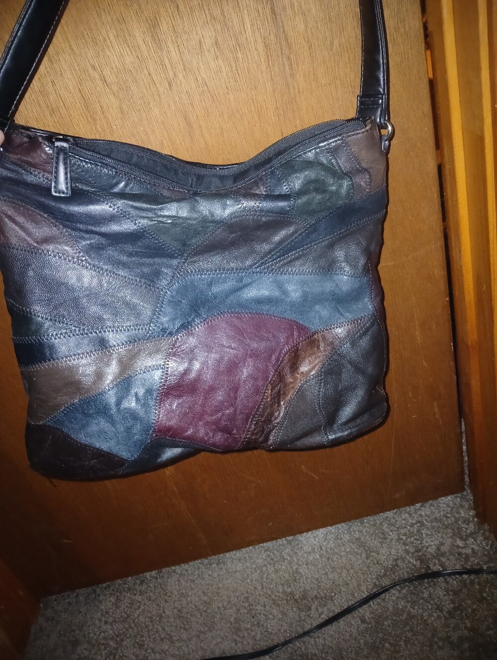 Vintage Jaclyn Smith genuine leather patchwork shoulder bag
